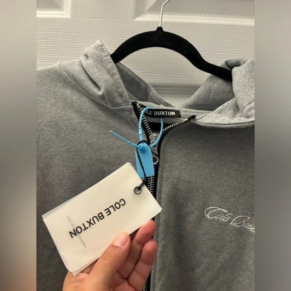 Cole Buxton Men's Lightweight Zip Hoody in Grey - Picture 7 of 7